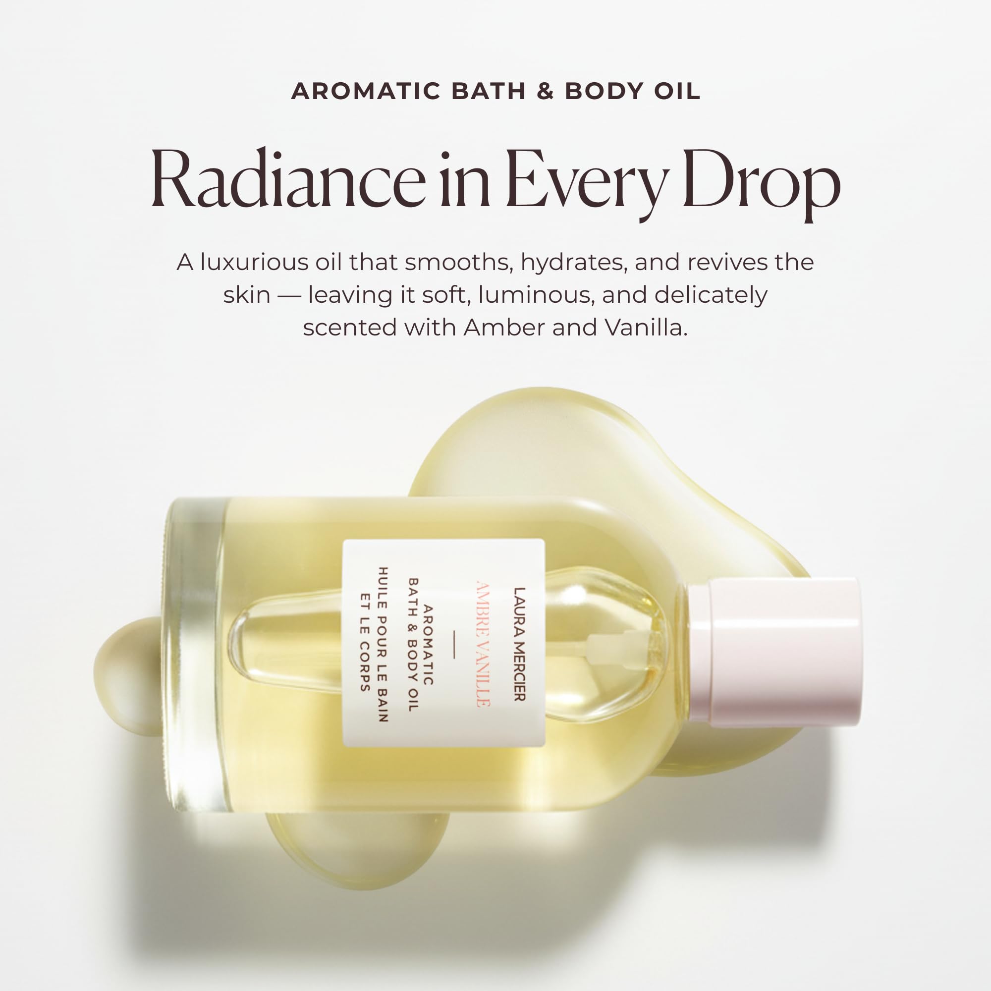 Laura Mercier aceite corporal aromático en dispensador, para aplicar suavemente y nutrir la piel