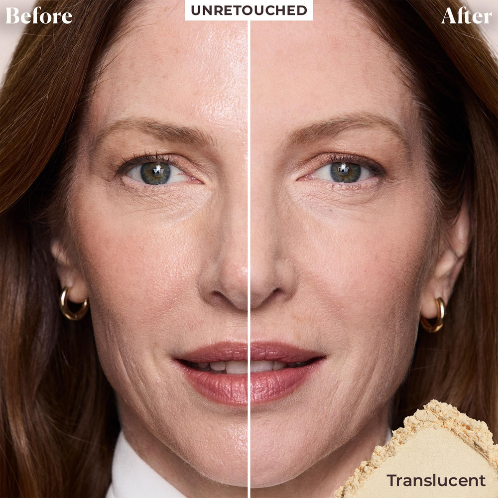 Laura Mercier polvo translúcido en envase compacto para fijar maquillaje