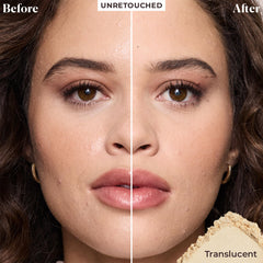 Polvo translúcido de Laura Mercier se funde con la piel para un acabado natural.