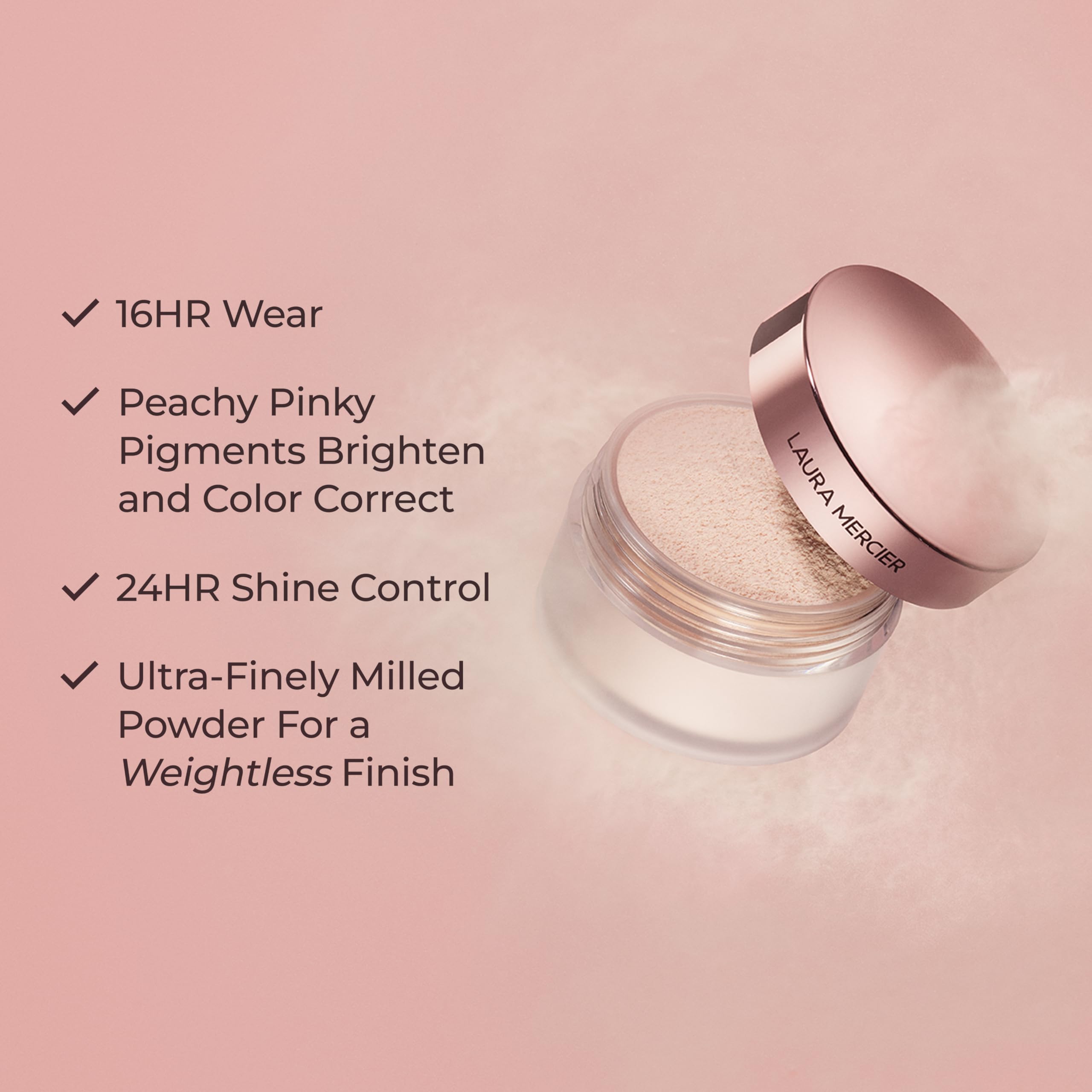 Laura Mercier polvo suelto corrector color rosado iluminador