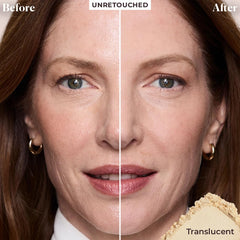 Laura Mercier Poudre libre translucide — texture légère qui floute légèrement les pores.
