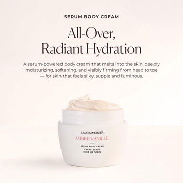 Laura Mercier Serum Body Cream con aplicación manual para hidratación rápida.