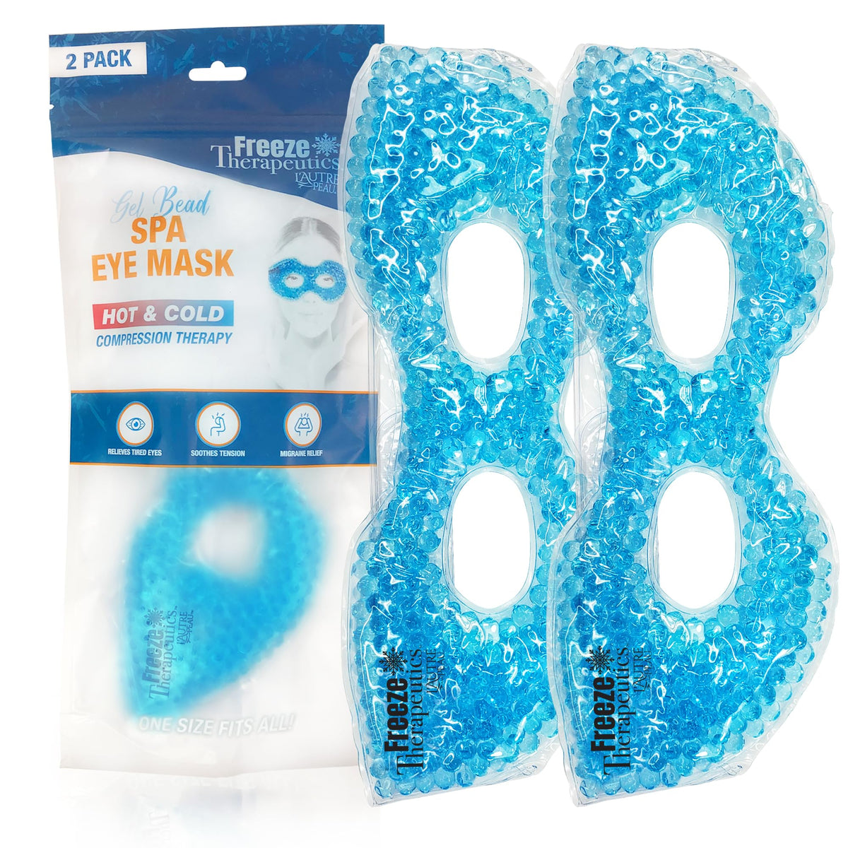 Mascarilla de ojos L'AUTRE PEAU con gel de bolitas flexibles para alivio cómodo.