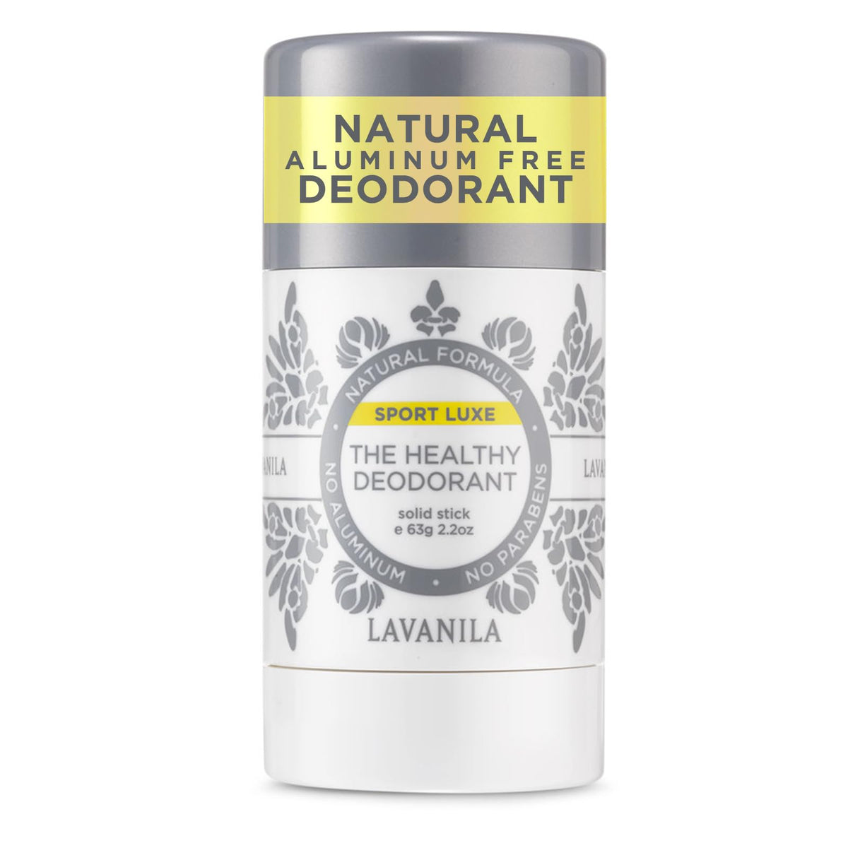 Lavanila Sport Luxe deodorant stick showing aluminum-free freshness for active days.