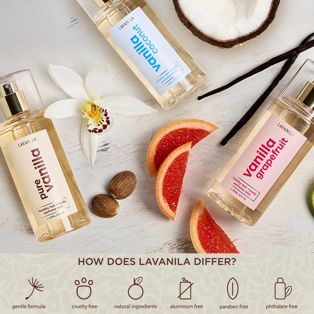 Bruma perfumada vainilla Madagascar y coco: notas tropicales en la piel.