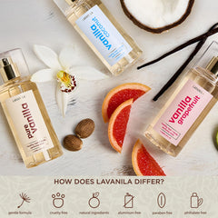 Bruma perfumada vainilla Madagascar y coco: notas tropicales en la piel.