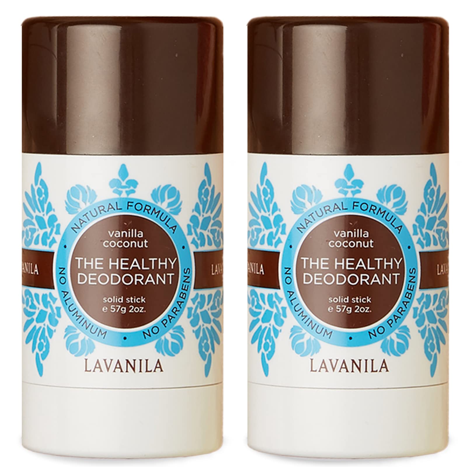 Lavanila Vanilla Coconut Deodorant packaging design close-up underscores premium branding