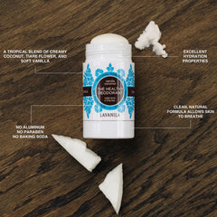 Lavanila Vanilla Coconut Deodorant scent details highlight tropical vanilla and coconut notes