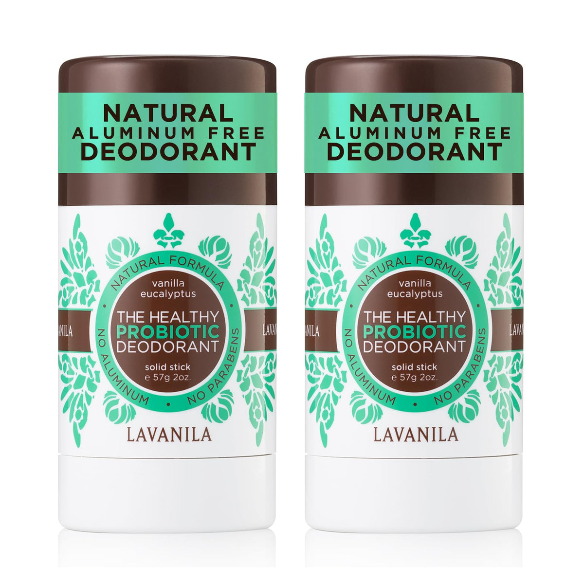 Desodorante Lavanila Vanilla Eucalipto en barra frente, aroma fresco y sin aluminio.