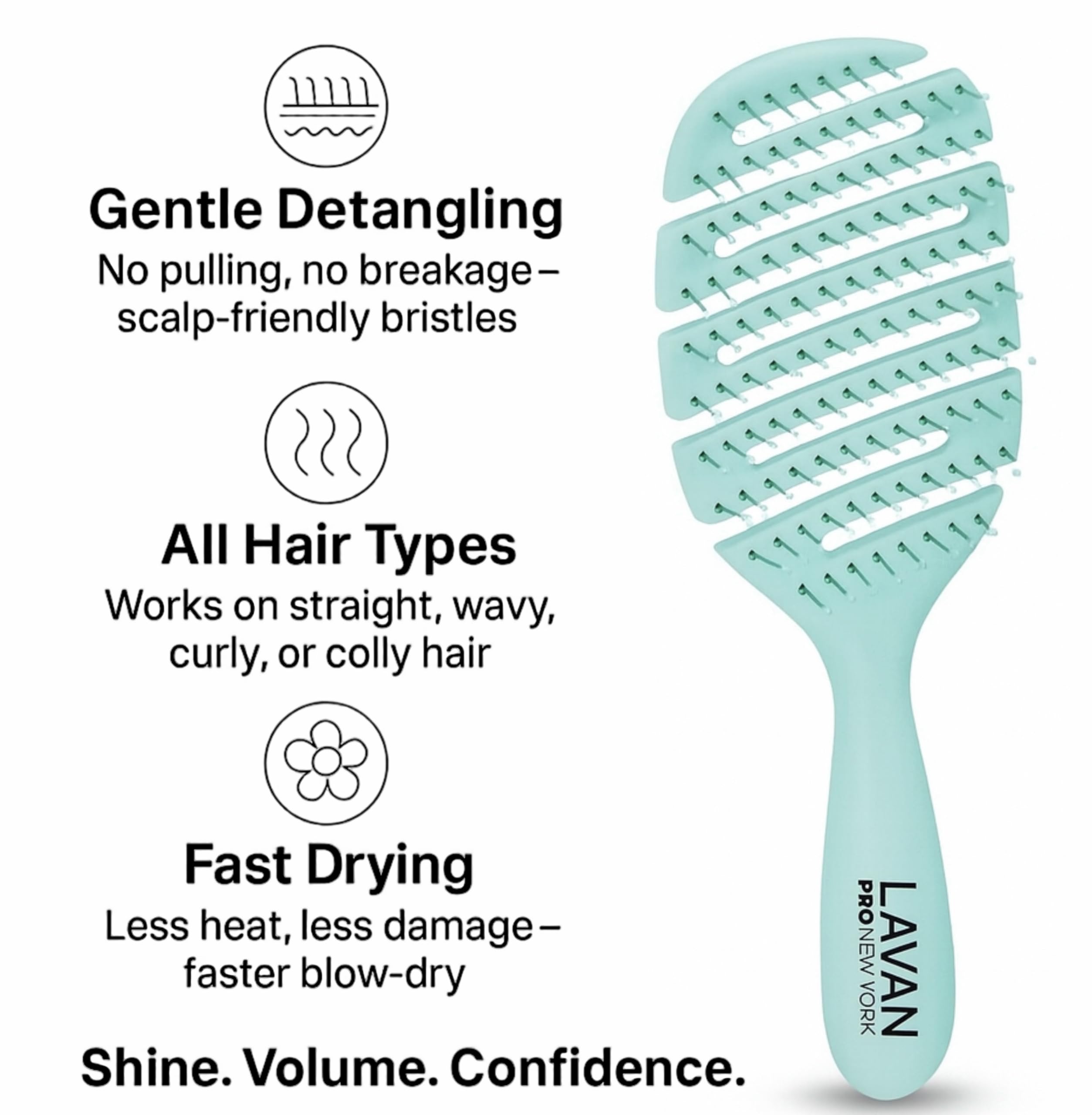 LAVANPRO New York Cepillo Desenredante apto para todo tipo de cabello
