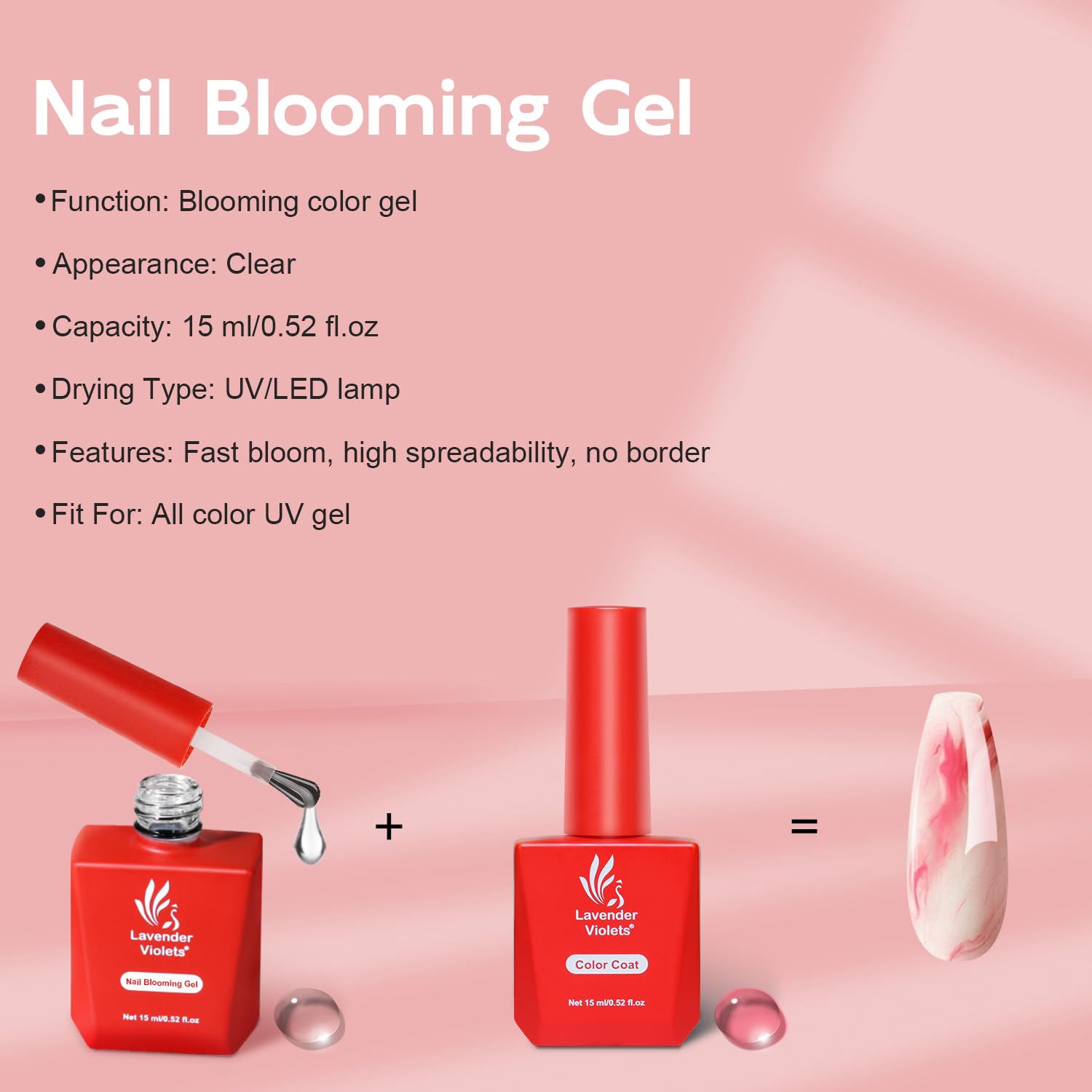Lavender Violets Blooming Gel, arte marmol, vetas elegantes para manicuras.