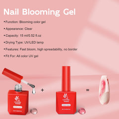 Lavender Violets Blooming Gel, arte marmol, vetas elegantes para manicuras.