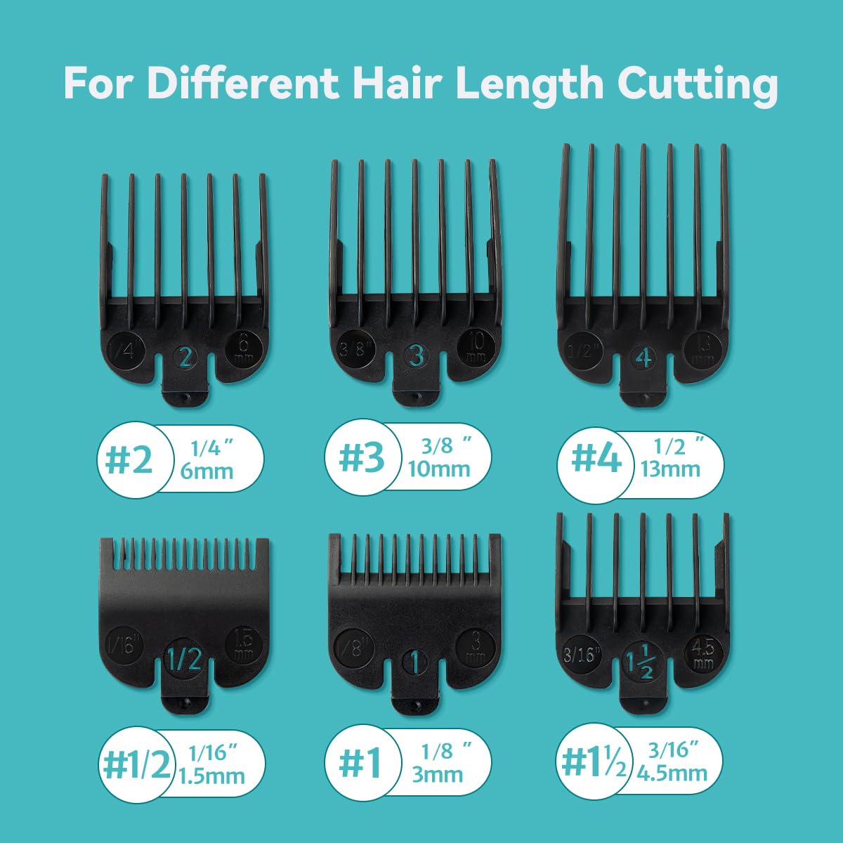 Conjunto de 6 protectores negros Lavest para diferentes longitudes de corte