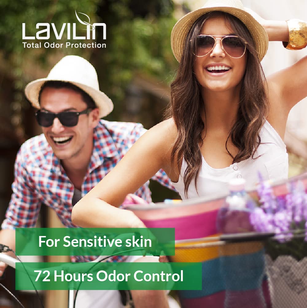 Lavilin desodorante natural para deportes y viajes, uso versátil.