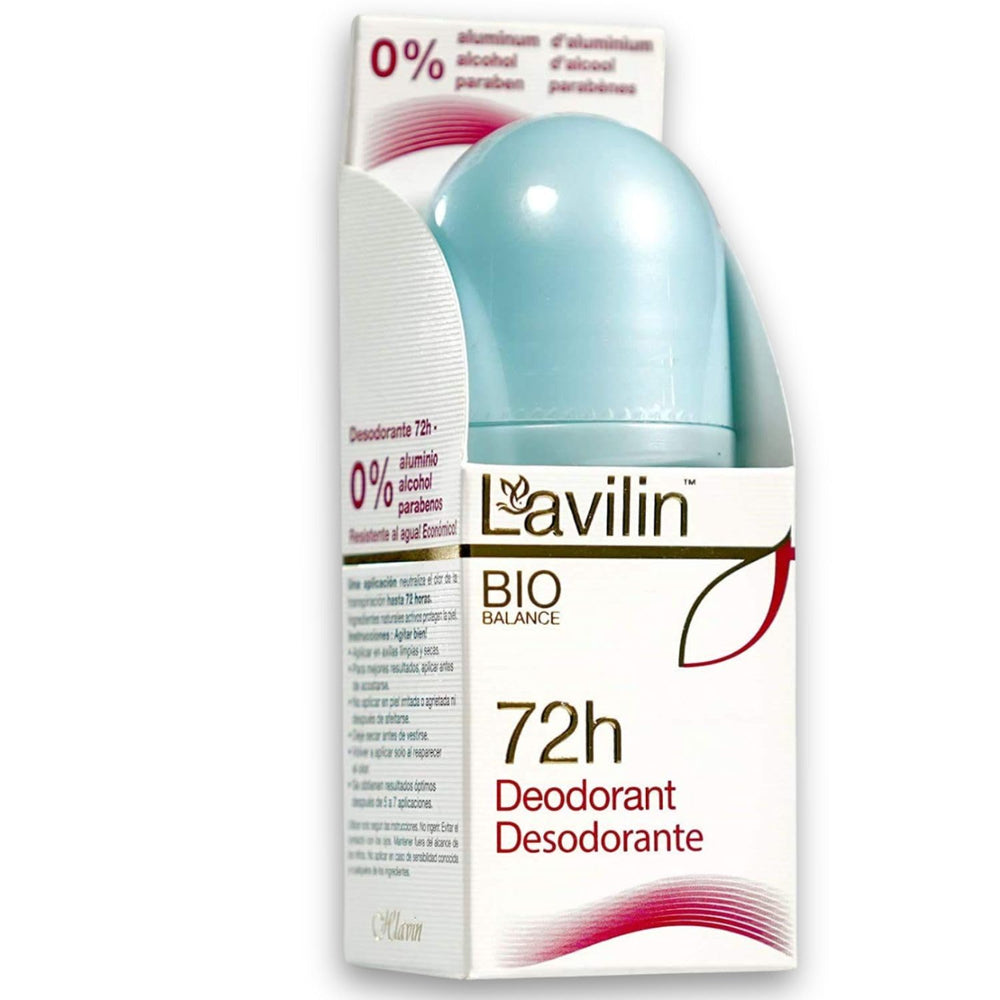 Desodorante Lavilin Roll-On sin aluminio, aplicación suave para uso diario.