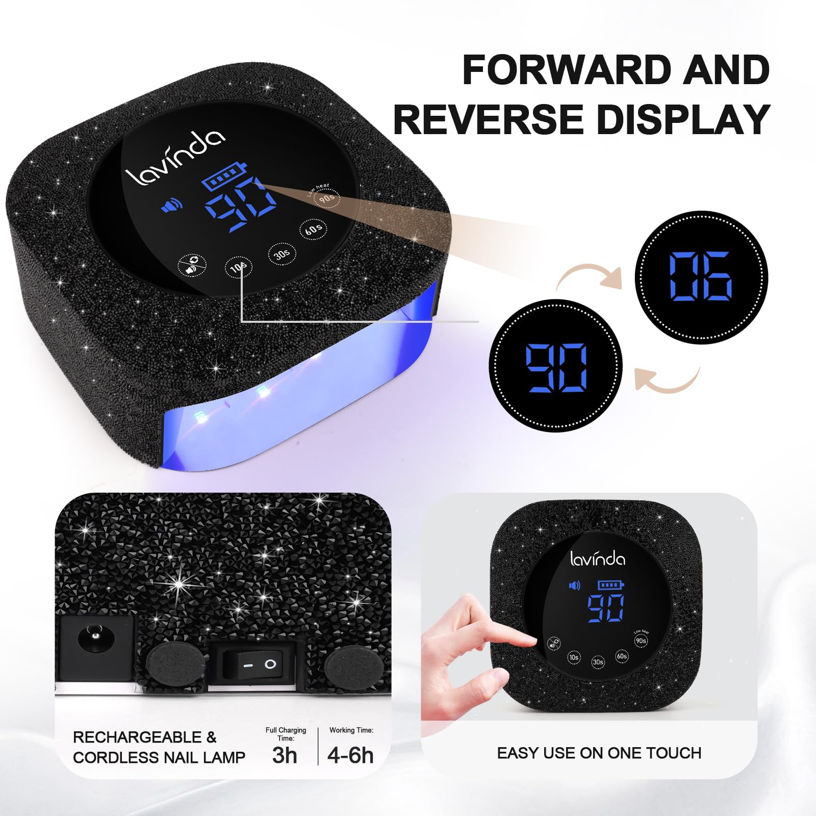Lavinda 54W lámpara UV, interior amplio para curar cinco uñas a la vez