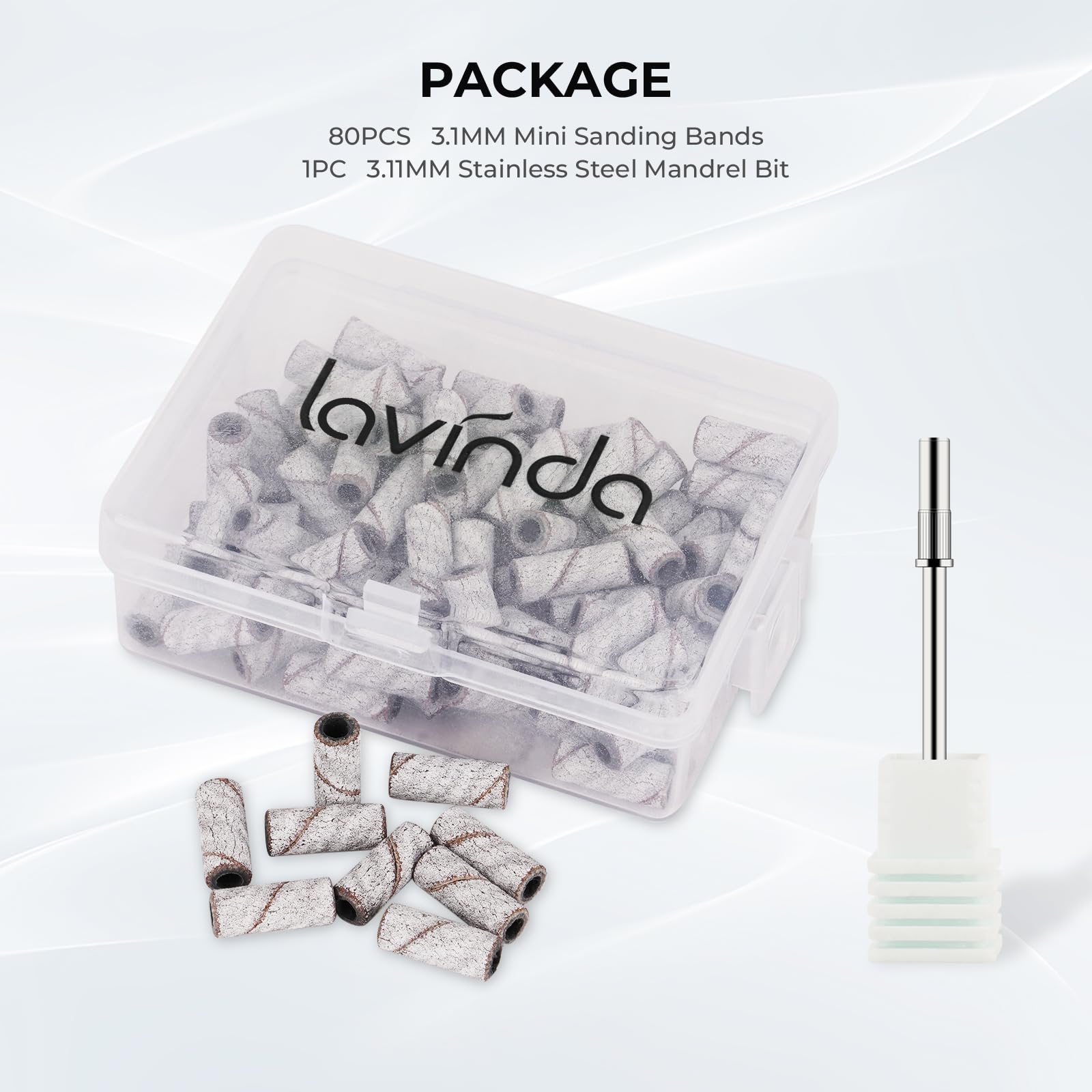 Lavinda conjunto profesional de lijado para uñas, acabado limpio.