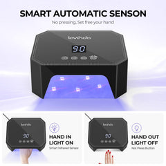 Lavinda lámpara UV 54W con base desmontable y bandeja magnética para mayor espacio.
