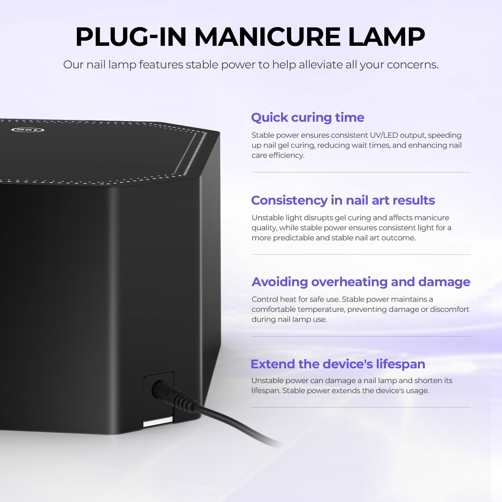 Lavinda lámpara UV LED 54W con doble longitud de onda para geles compatibles.