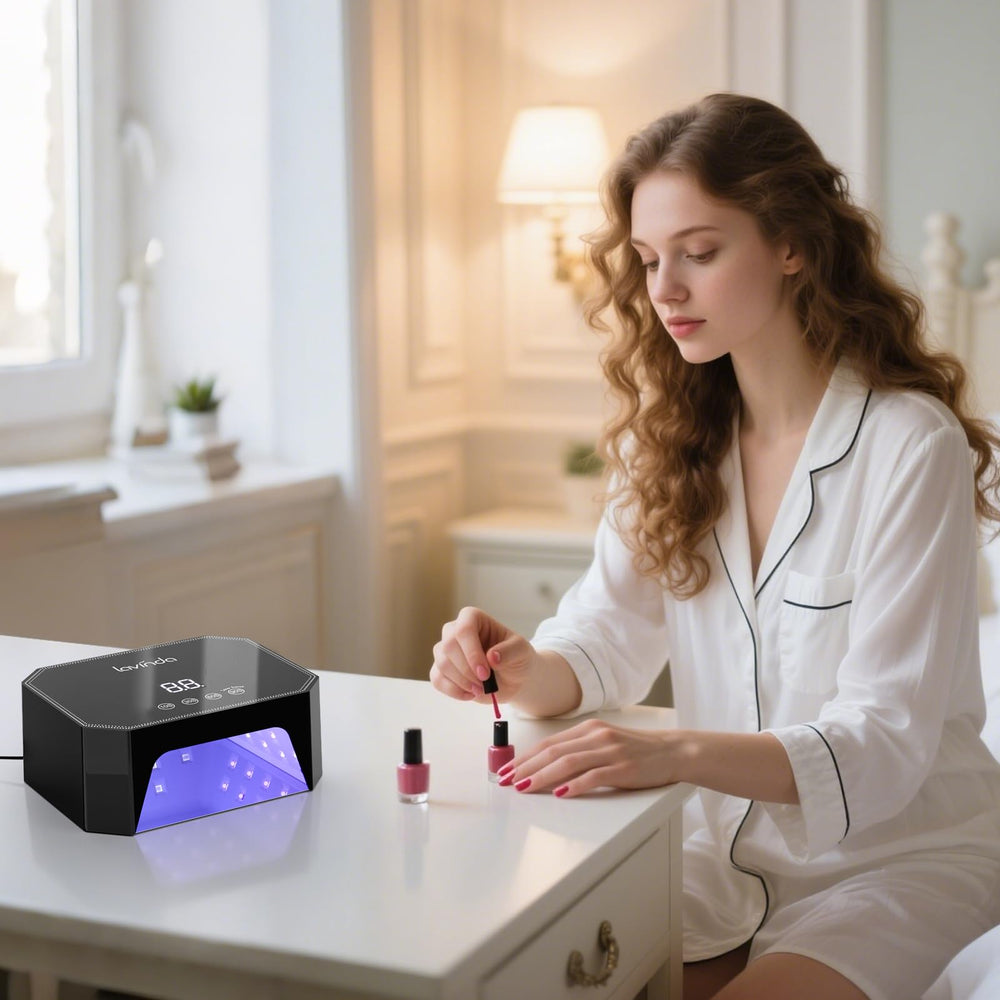Lavinda lámpara UV LED 54W con pantalla LCD clara para tiempos precisos.