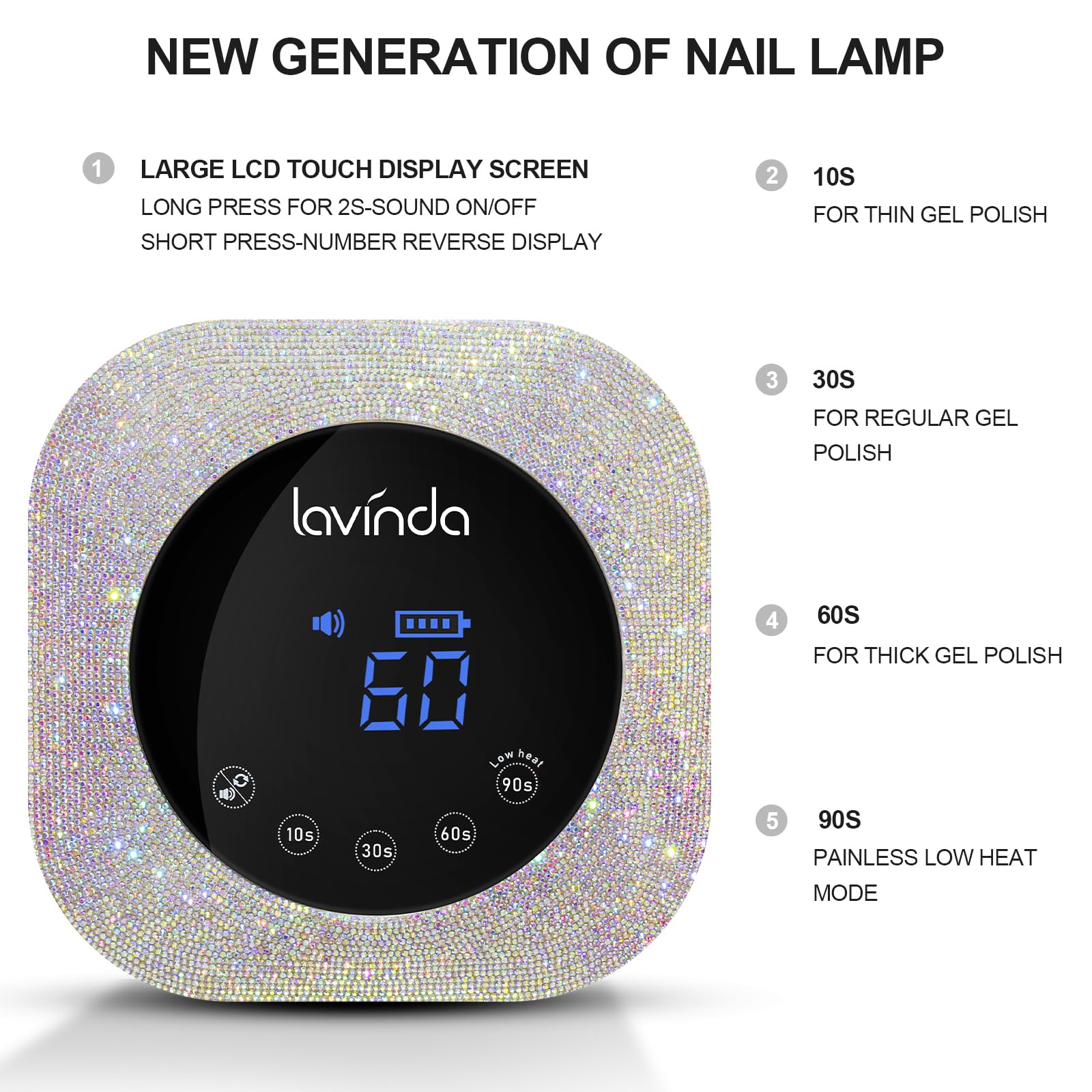 Lavinda UV LED espacio amplio para curar varias uñas a la vez