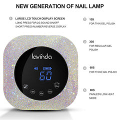 Lavinda UV LED espacio amplio para curar varias uñas a la vez
