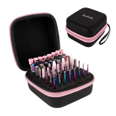 Lavinda porta-brocas rosa con 64 orificios para organizar brocas de uñas