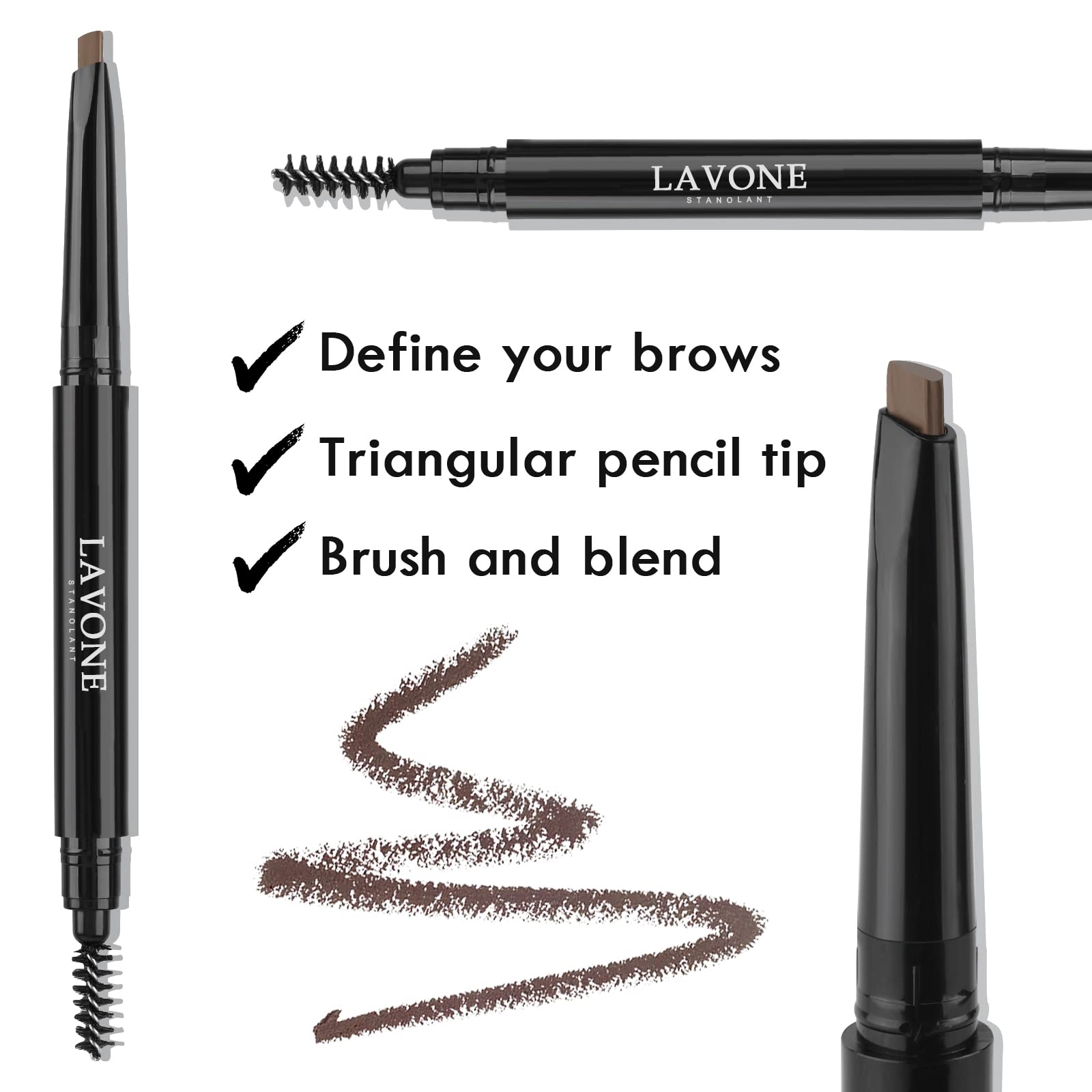 LAVONE pomada cejas marrón oscuro para color natural duradero.