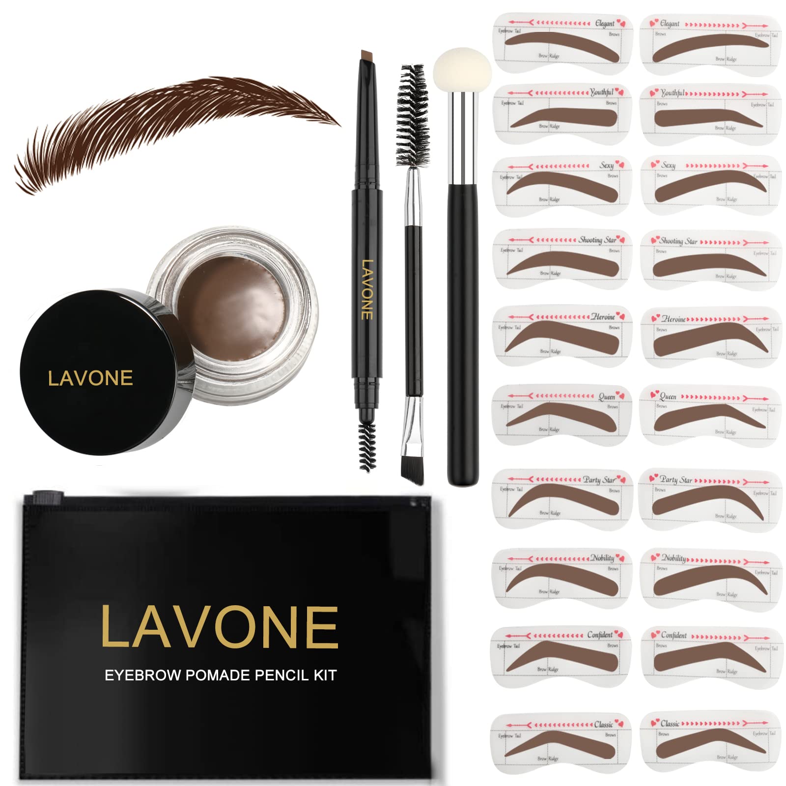 LAVONE sello y plantilla para cejas para definición rápida y duradera.