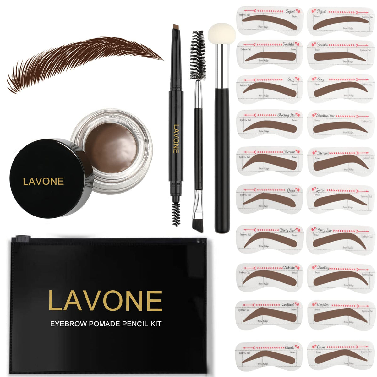 LAVONE sello y plantilla para cejas para definición rápida y duradera.