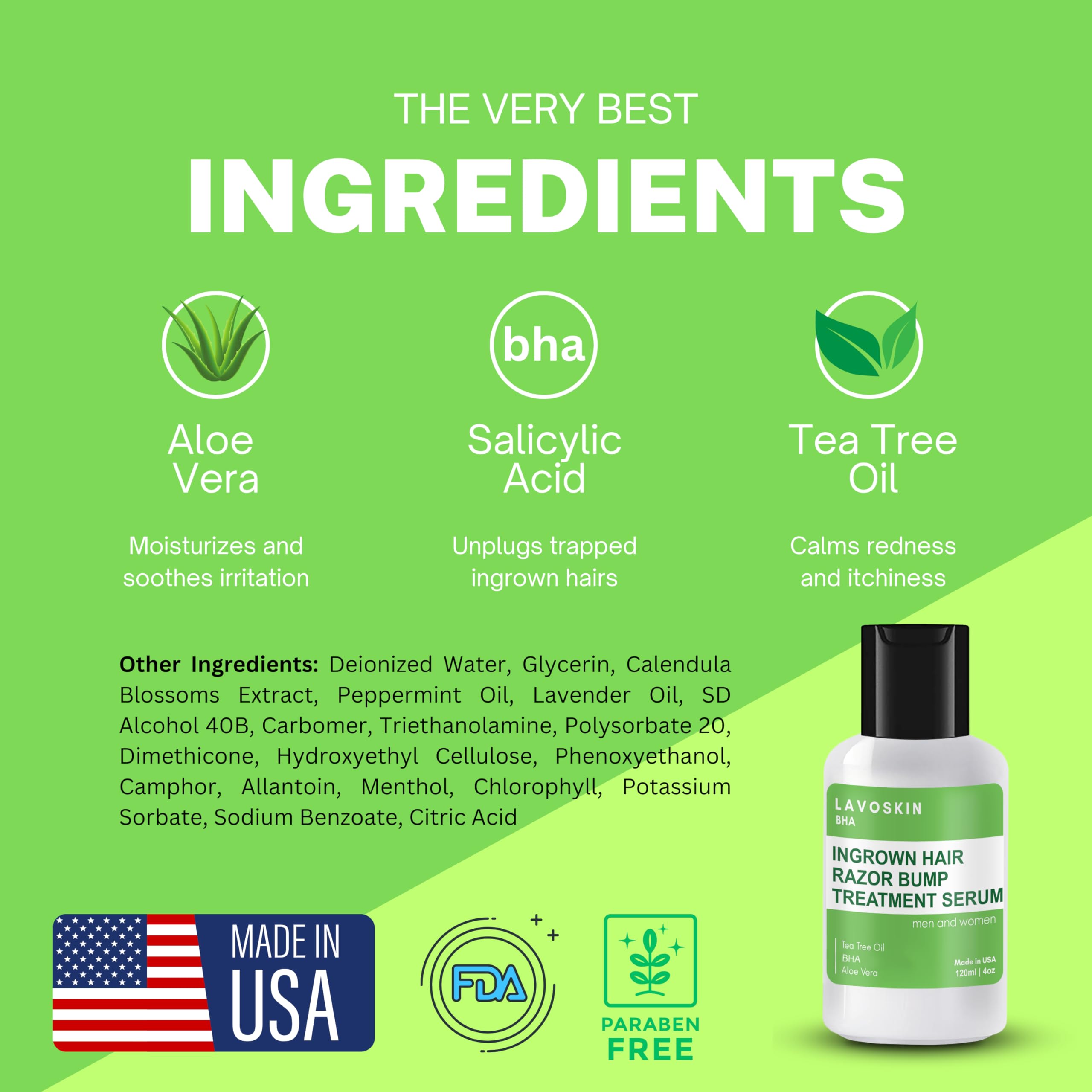 LAVOSKIN Gel arbre à thé acide salicylique – après-épilation pour peau hydratée