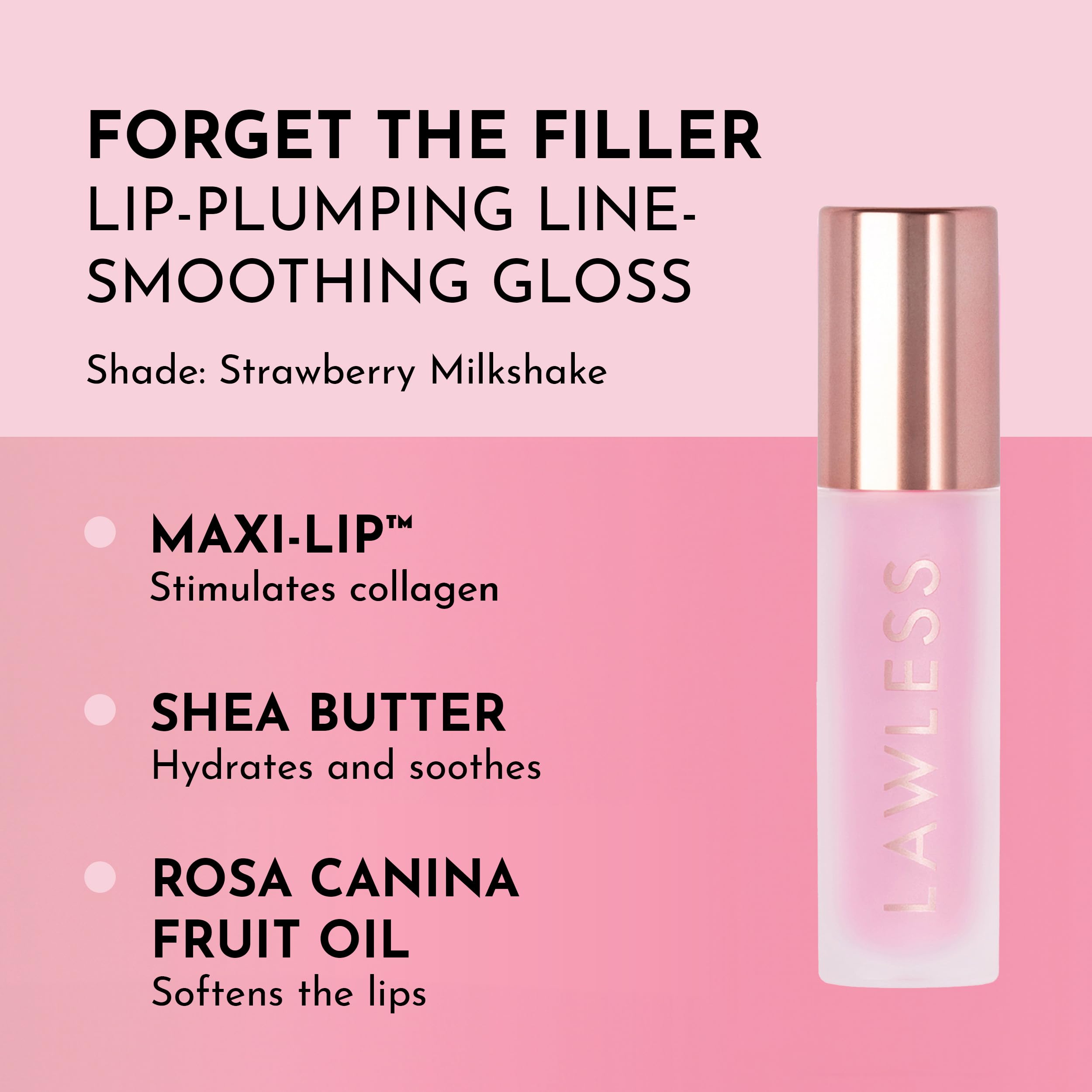 Aplicación de Lawless Forget the Filler Gloss en labios para brillo intenso