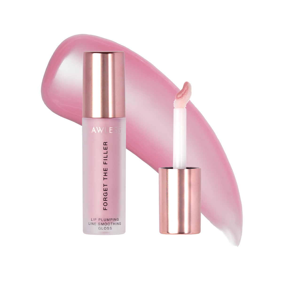 Lawless Forget The Filler, empaque elegante, brillo inmediato para labios definidos.