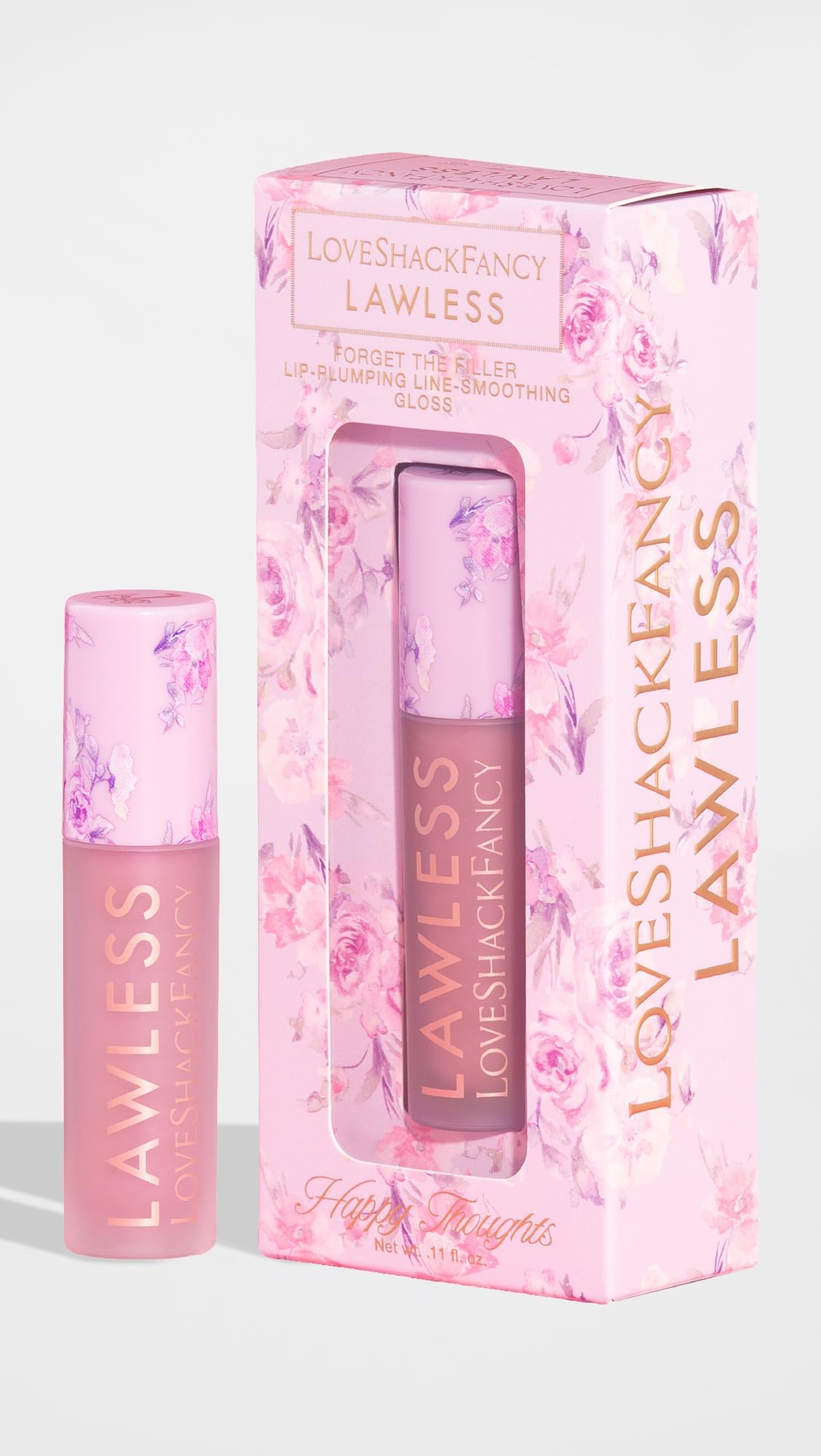 Lawless brillos labiales rosados en tubo compacto para retoques rápidos.