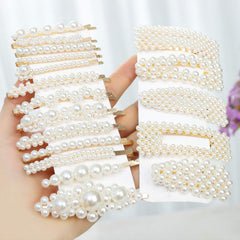 Conjunto de clips de perla LAXIZAR para recogidos con brillo sutil