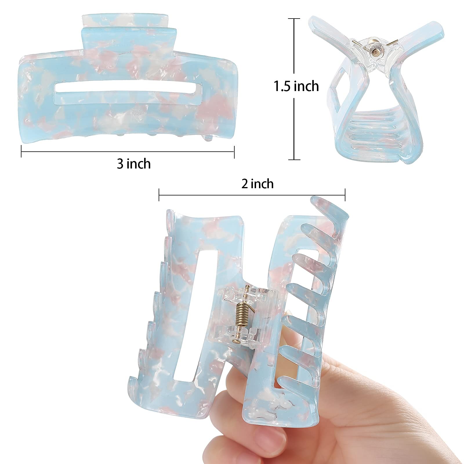 Pinzas laxizar 8-pack colores azules para peinados rápidos