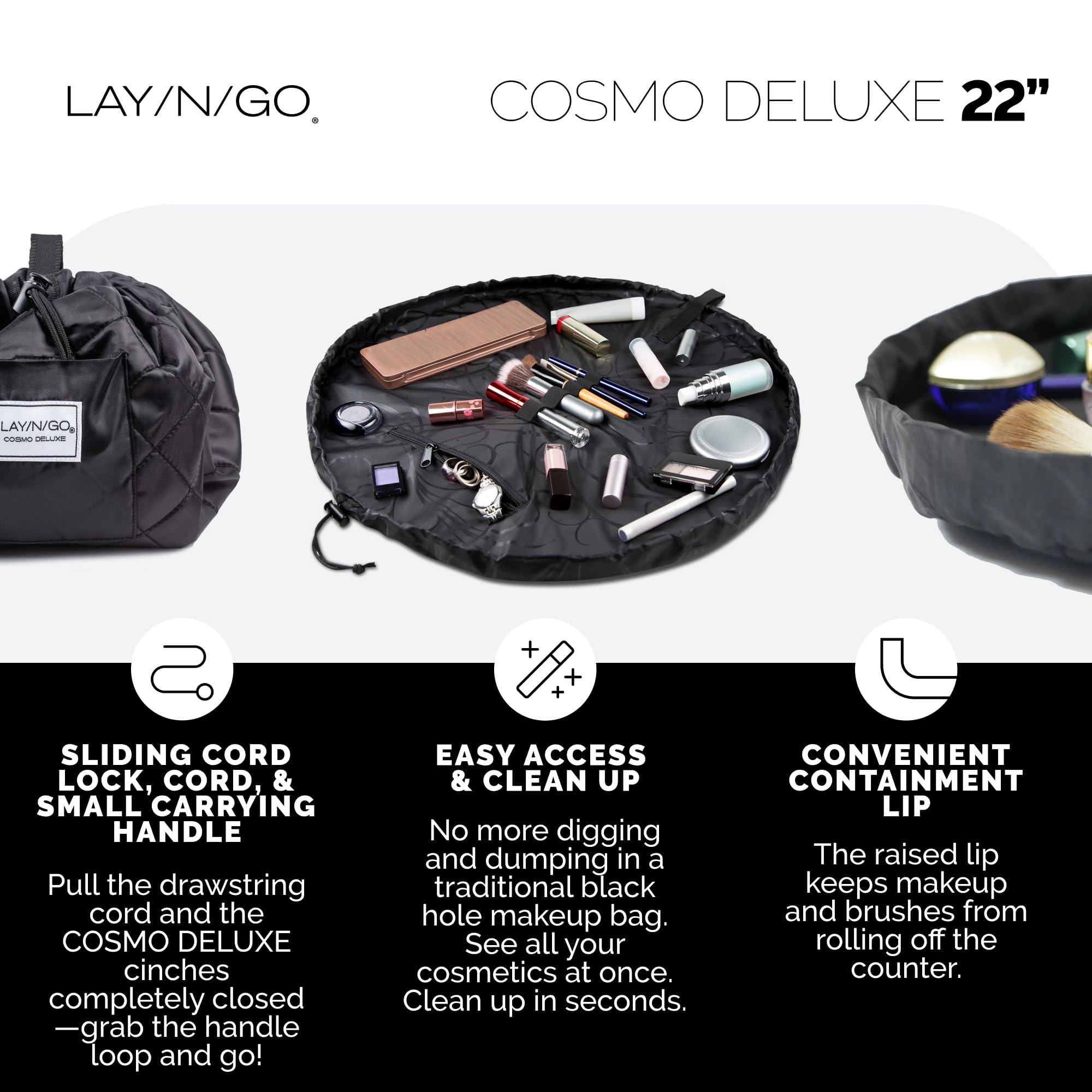 Lay-n-Go Cosmo: bandas para brochas que evitan movimientos durante el viaje.