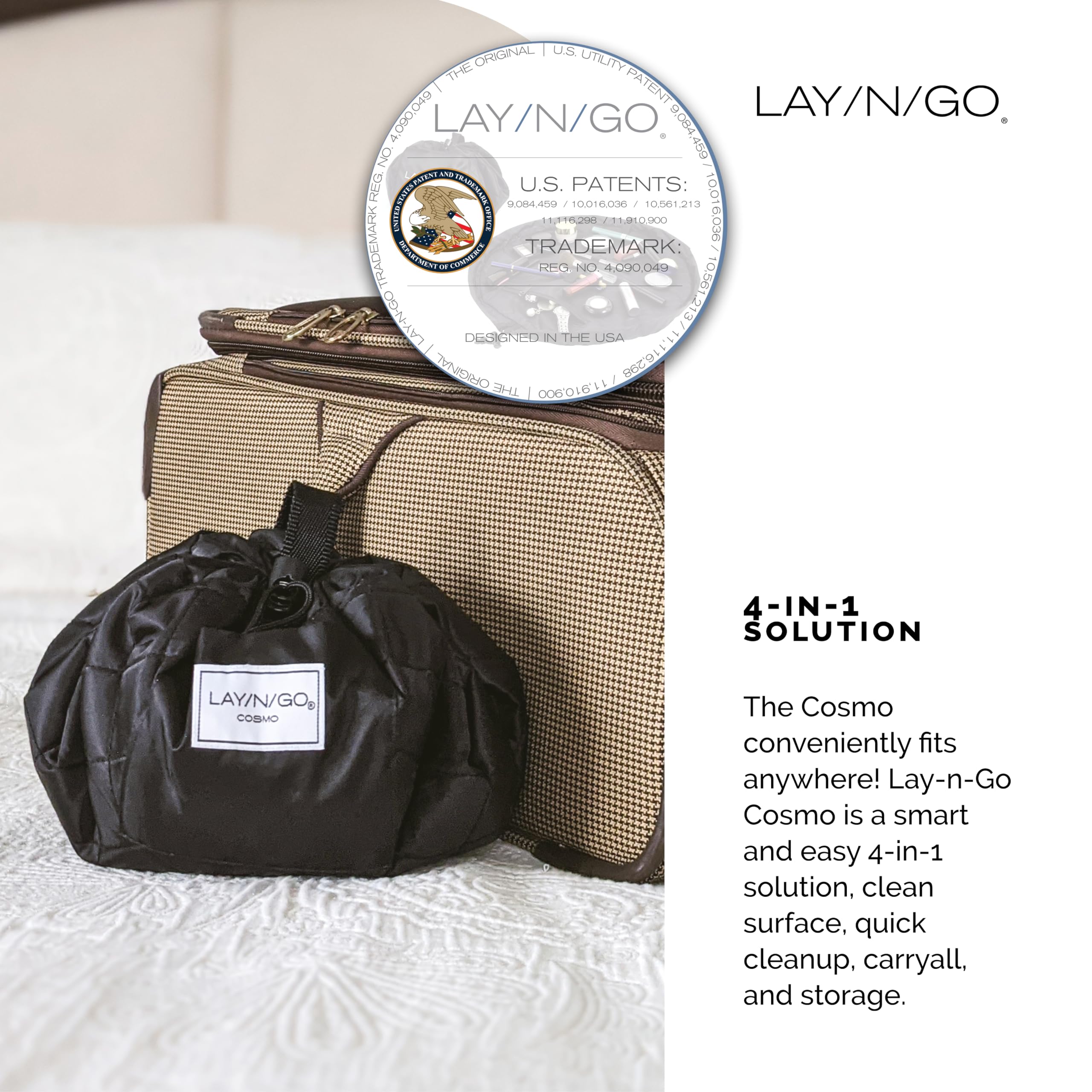 Lay-n-Go Cosmo diseño doble proposito para maquillaje y cuidado