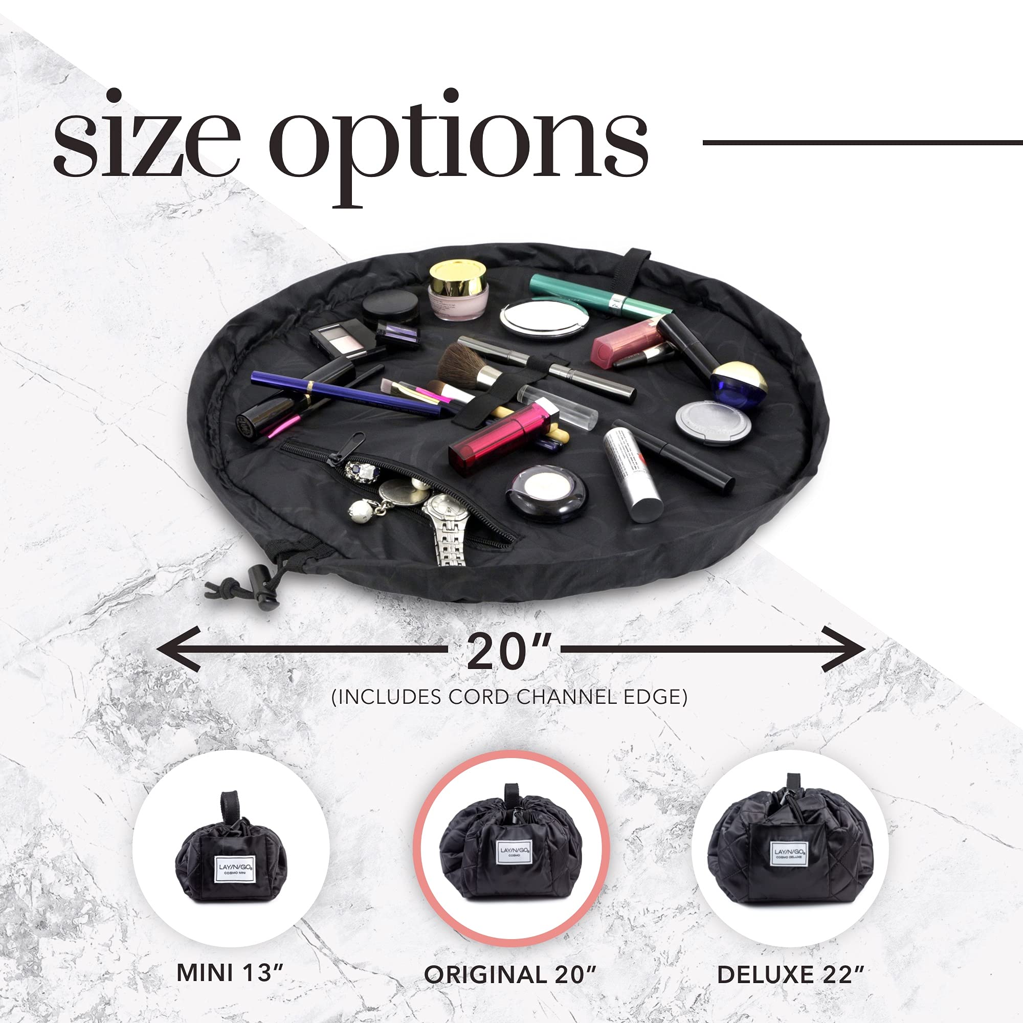 Lay-n-Go Cosmo layflat para uso práctico y acceso rápido en cualquier destino.