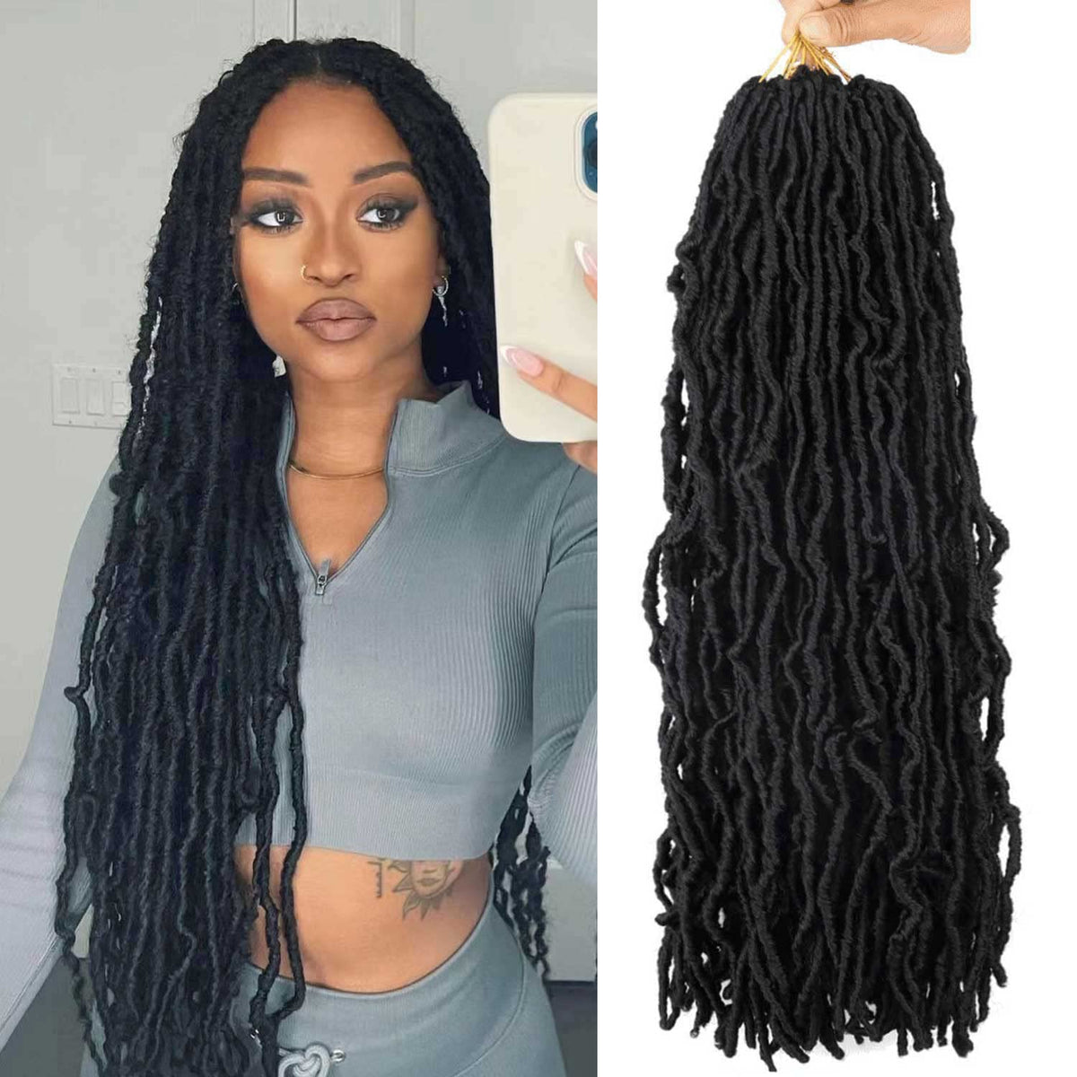 Layashow locs suaves crochet 24 pulgadas: aspecto natural.