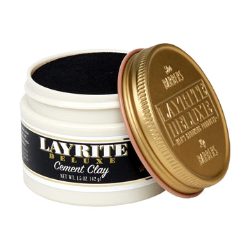 Layrite arcilla cemento de lujo, primer plano, acabado mate suave para peinado duradero