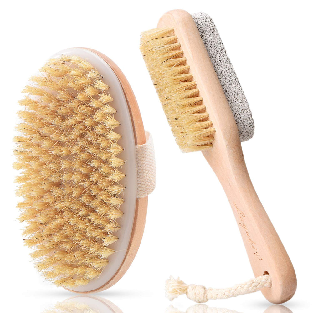 LAYUKI cepillo corporal para uso en seco o mojado, exfoliación suave de la piel