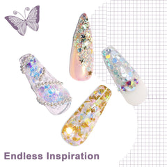 Brillo iridiscente de Laza para uñas con polvo diamante ultrafino.