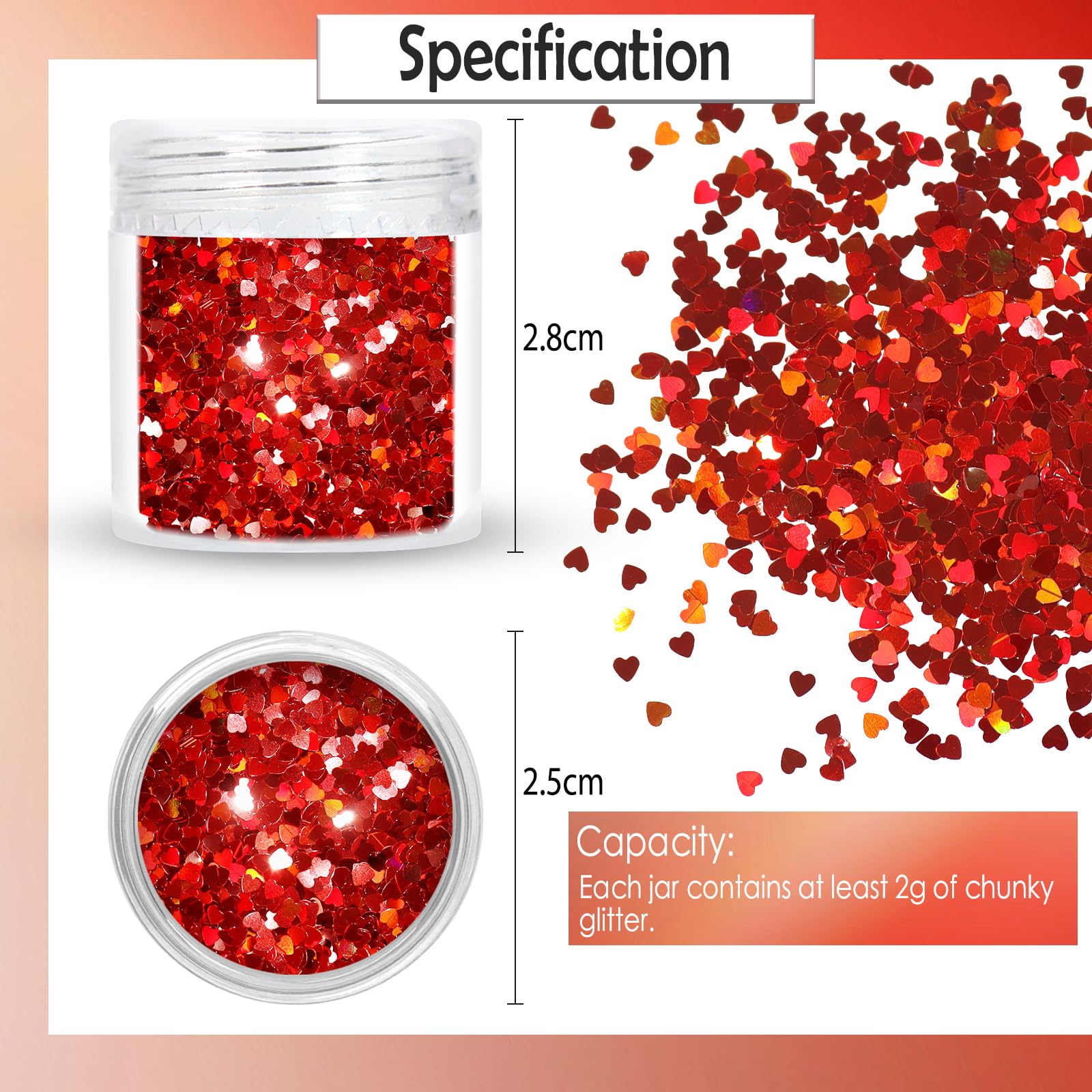 Purpurina roja Laza con reflejos holográficos para uñas