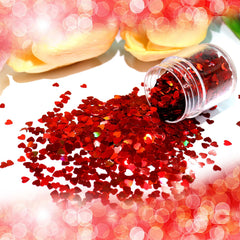 Purpurina roja para arte de uñas con acabado brillante