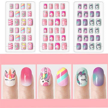 Uñas infantiles Laza con diseño concha de unicornio para cosplay.