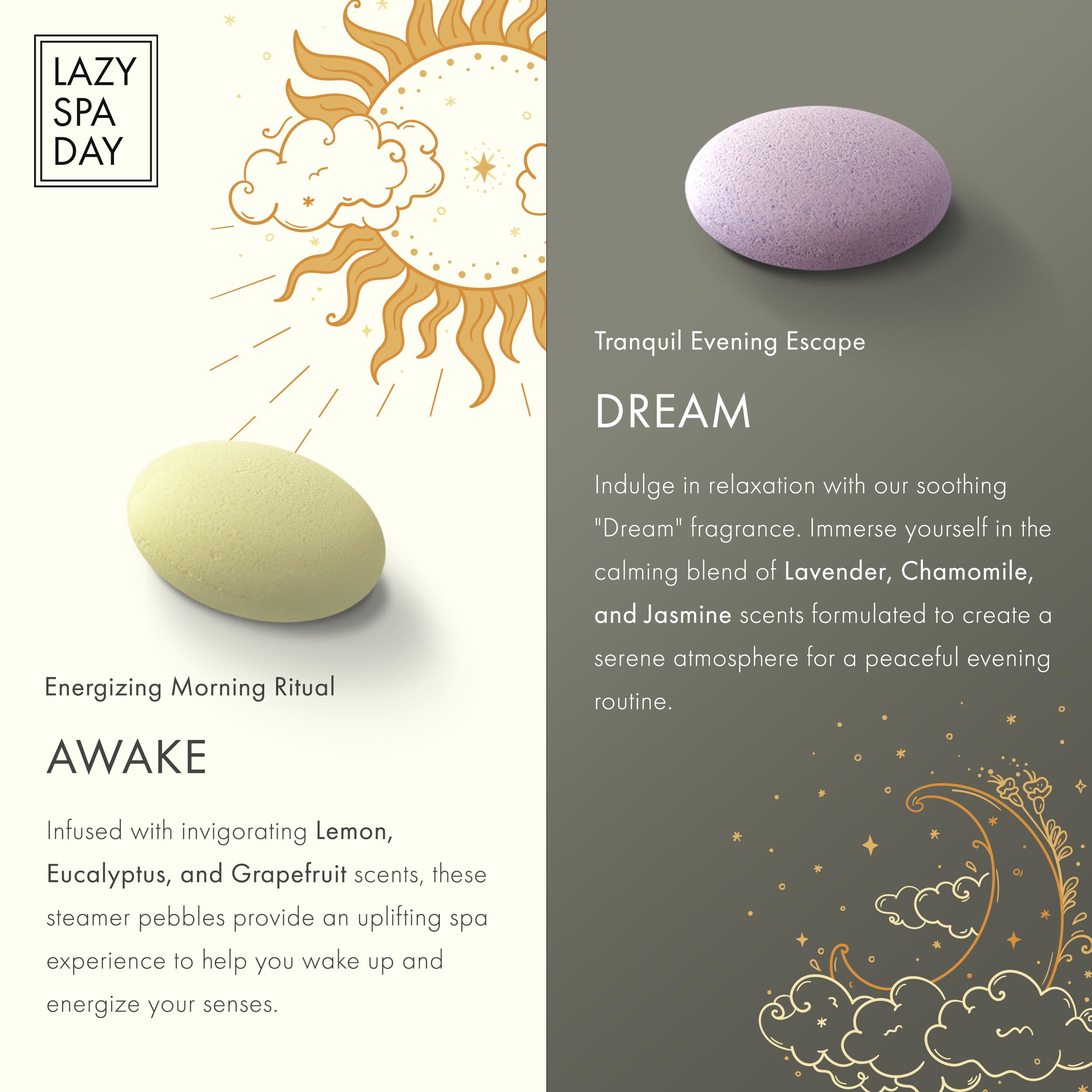 Lazy Spa Day Sueño: Piedras moradas que inspiran relajación
