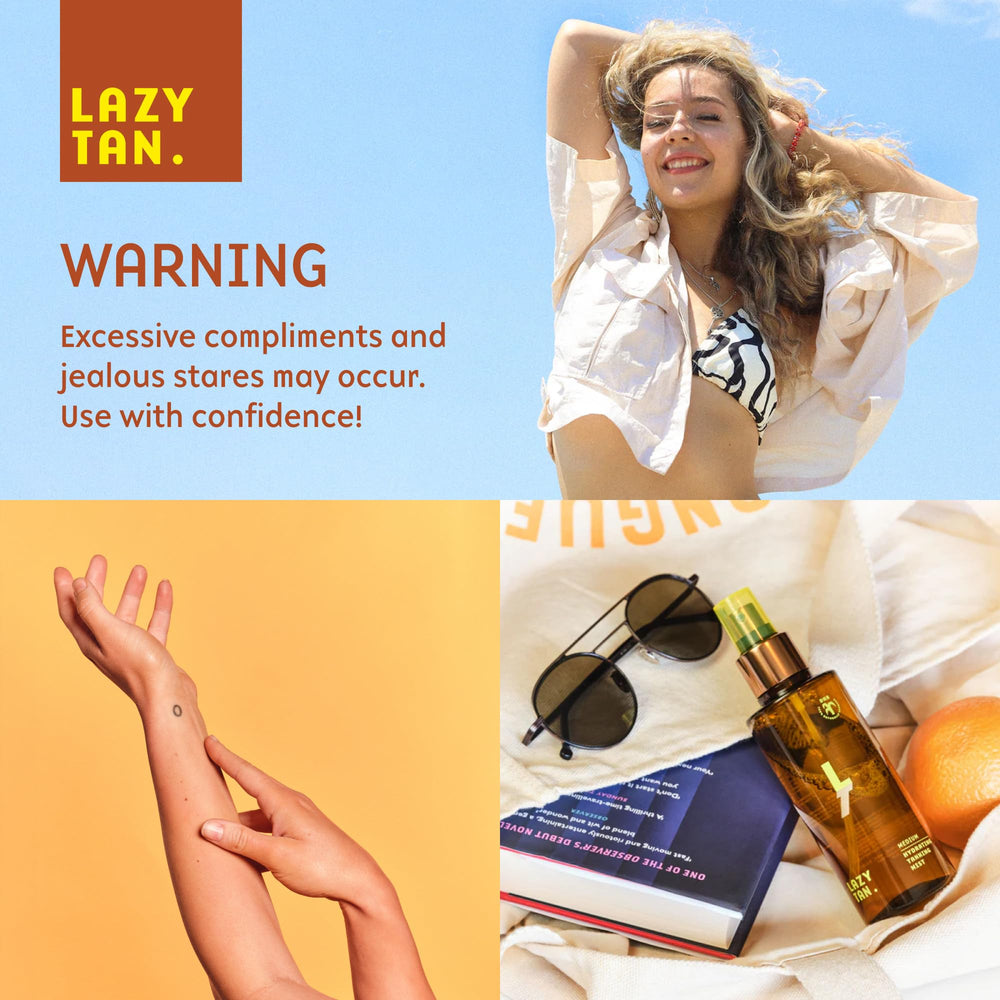 Lazy Tan brinda color natural y liso, sin tono naranja