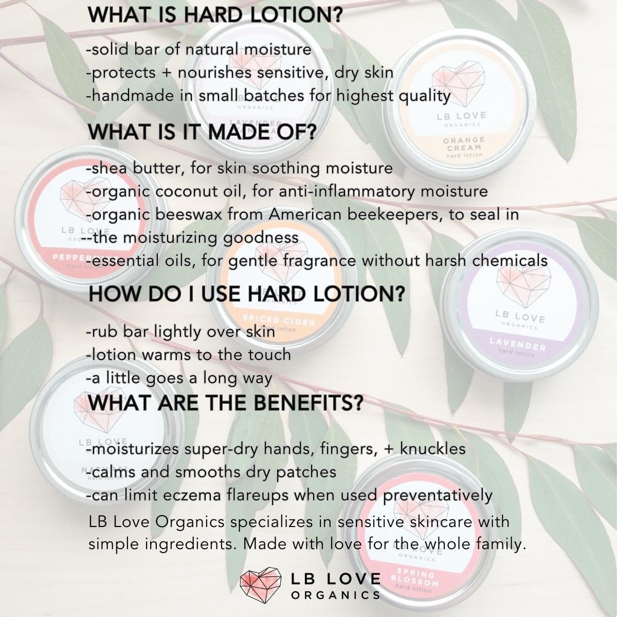 LB Love Organics barra en lata eco para hogar sostenible