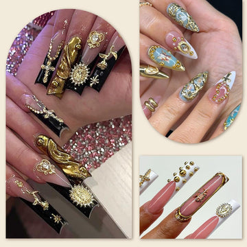 LCiclly set adornos uñas bling dorado para diseños versátiles.